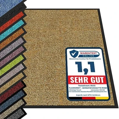 Image of etm Dirt Trapper Mat, Non slip Cleaning Entrance Doormat for Homes and Businesses, Machine Washable Door Dust Control Runner, Gilded Beige/Beige, 90 x 120 cm