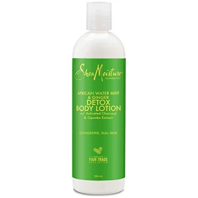 Image of Shea Moisture African Water Mint &amp; Ginger Detox Body Lotion, with Activated Charcoal and Opuntia Extract for Congested Dull Skin 384 ml