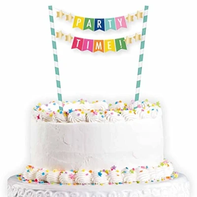 Image of Amscan 9912371 Hooray! Rainbow Party Time Birthday Cake Bunting Decoration