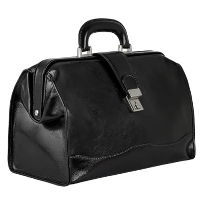 Image of Time Resistance Leather Doctor Bag Hand Crafted Vintage Style Medical Small Black