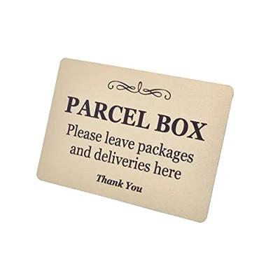 Image of Parcel Box Sign Metal Aluminium with Adhesive Backing Notice for Deliveries, packages, post, mailman Information Don&#039;t Lose Your Ever Again