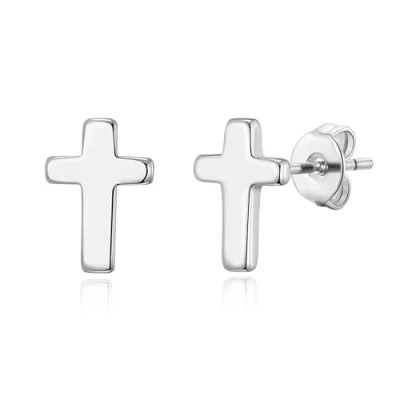 Image of Philip Jones Silver Plated Cross Stud Earrings
