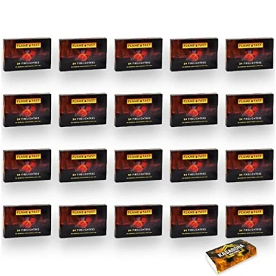 Image of Flamefast Firelighters Bulk Pack Fire Lighters Starter Blocks Hotspot Burners BBQ Open with KasaBona Safety Matches 24 (480 Firelighters)