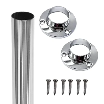 Image of EAI Polished Chrome Wardrobe Rail Round for Clothes Hanging (25x400mm)