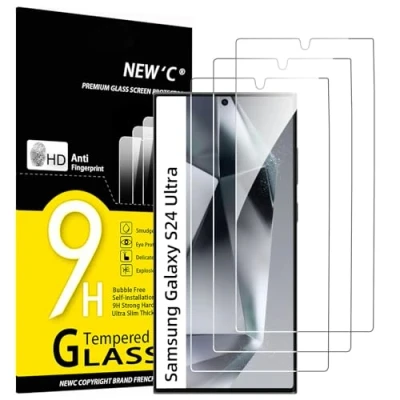 Image of NEW&#039;C 3 Pack Designed for Samsung Galaxy S24 Ultra [No S24/S24 Plus] Screen Protector Tempered Glass,Case Friendly Scratch proof, Bubble Free, Resistant