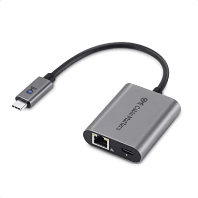 Image of Cable Matters USB C to Ethernet Adapter 2.5 Gigabit with Charging 100W, 2.5G (2.5Gbps Port) Compatible MacBook Pro, iPad XPS, Microsoft Surface Pro