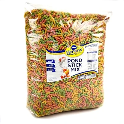 Image of HERONS Pond Stick Mix 15L Koi &amp; Goldfish Food Complete Feed for all Fish Premium, Variety Sticks Excellent Value 15 LITRES / 1.6KG
