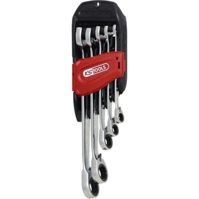 Image of KS Tools 503.5905 DUO GEARplus combination spanner set with ratchet mechanism in ring and open jaw, reversible, 5 pcs