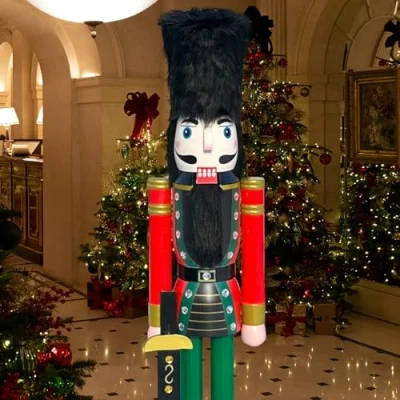 Image of CDL 180cm 6Ft Tall Life Size Large/Giant Wooden Nutcracker Soldier Ornament On Stand Holds Scimitar For Indoor Outdoor Xmas/Event/Ceremonies/Commercial Decoration(6 Feet, Red K06)
