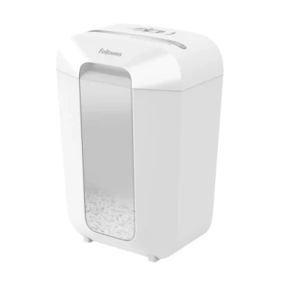 Image of Fellowes Paper Shredder for Home Office Use 11 Sheet Cross Cut and Deskside with 18 Litre Bin Safety Lock Powershred LX70 High Security P4 White