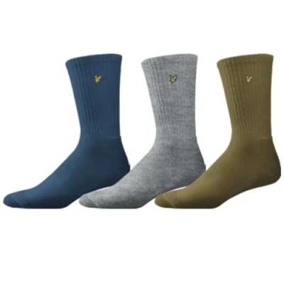 Image of Lyle &amp; Scott Men&#039;s Sport Socks Hamilton 3 Pack Dark Denim,Grey,Dried Herb 7 11 UK