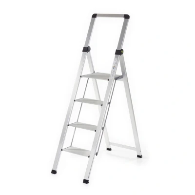 Image of Climb It Slim Folding Step; 4 Tread; Aluminium; 150kg; Silver