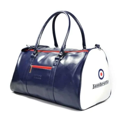 Image of Lambretta Retro Classic Sports Messenger Shoulder Laptop Tablet Body Strap Bag Navy/White Size: Large