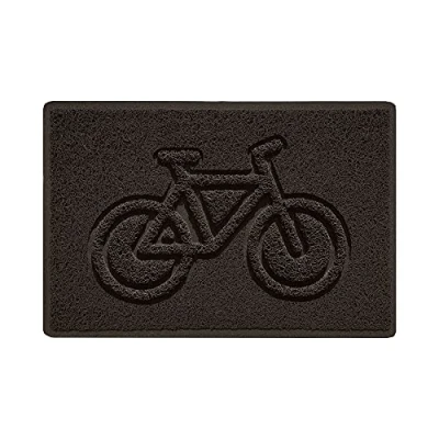 Image of Nicoman Bike Embossed Shape Door Mat Dirt Trapper Jet Washable Doormat (Use Outdoor ONLY) (60x40cm/23.6x15.7inches, Small) Brown