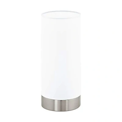 Image of Eglo Table lamp Damasco 1, 1 Flame lamp, Bedside Made of Steel, Colour: matt Nickel, Glass: satinised, White, Socket: E27, incl. Switch