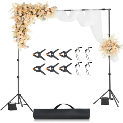 Image of VEVOR Backdrop Stand, 8.5 x 10 ft Adjustable Photo Stand Kit, Portable Background with 2 Tripods, Heavy Duty Projector Screen for Wedding, Video Studio &amp; Party