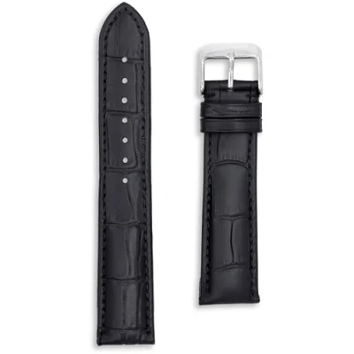 Image of Buckle &amp; Stitch Matte Calf Leather Crocodile Grain Watch Strap 18mm Black Alligator Croc Print Band (18mm, Black)