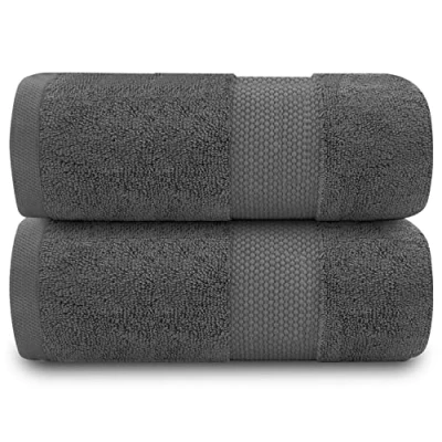 Image of GC GAVENO CAVAILIA 700 GSM Bath Towels Large, (70x125 Cm) Luxury Pk of 2, Quick Dry Towel &amp; Highly Absorbent Soft Feel 100% Cotton Set, Charcoal