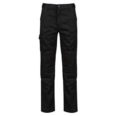 Image of Regatta Men Professional Pro Cargo Hardwearing Water Repellent Multi Pocket Trousers Black, Size: 32&quot;
