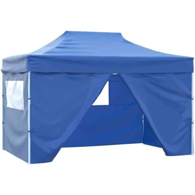 Image of vidaXL Foldable Tent Pop Up with 4 Side Walls 3x4.5 m Blue