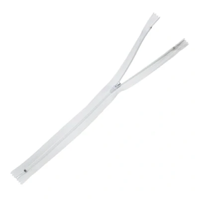 Image of Trimz 18cm ( 7inch) White one Way end Stop Zip with 4mm Teeth 1 Pcs, Polyester, 18 cm