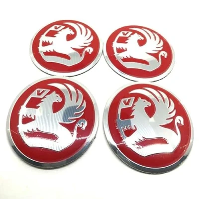 Image of Gabriel Vauxhall Black Chrome 3D Emblem Wheel HUB Center Cap Stickers Badge Trim 56.5 MM Dome Set of 4 (red)