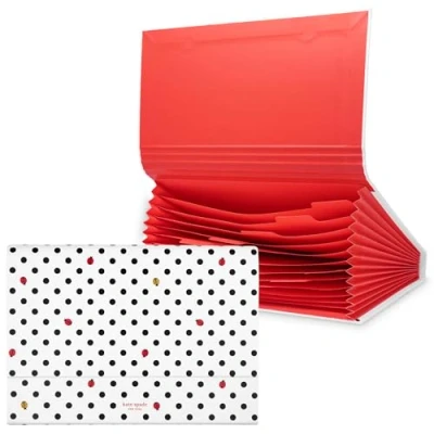 Image of Kate Spade New York Expanding File Organizer, 12 Pocket Folder, Faux Leather Folio with Magnetic Closure, Letter Size Document Holder, Ladybug Dot