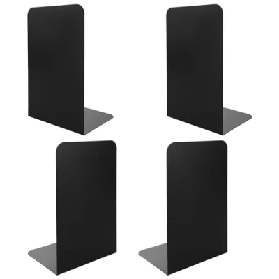 Image of ASelected Heavy Metal Bookend Two Pairs Of Black L Shaped With Non Slip Mat Home Office Library Bookshelf (4Pcs)