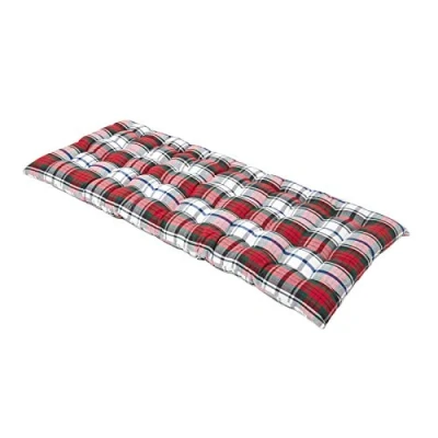 Image of HOMESCAPES Red Tartan Garden Bench Cushion 2 Seater Seat Pad for Patio Furniture Kitchen or Dining Indoor &amp; Outdoor Use Comfortable 100% Cotton “Macduff Style Thick 108 cm Wide
