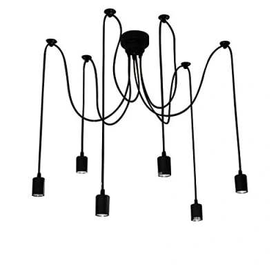 Image of Lixada Hanging Chandelier Light, 6 Lamps, Arm, E27 0.00 wattsW 110.00 voltsV