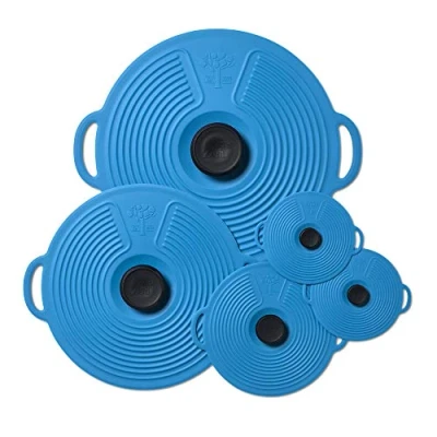 Image of Zeal LSET6A Silicone Keep Fresh Storage Airtight Seal Lids, Reusable Eco Friendly Classic Design Set of 5 Aqua