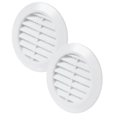 Image of Vent Systems 60 mm / 2.36&quot; Inch Pack of 2 White Door Air Register Ventilation Grille Indoor Grates Bathroom, Cabinet, Garage Through The Cover