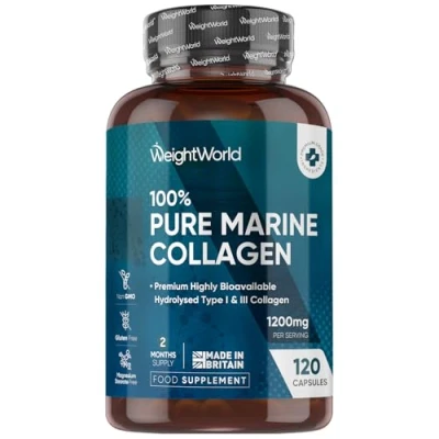 Image of 100% Pure Marine Collagen Capsules 120 (Not Powder/Collagen Tablets) 2 Months Supply Supplements for Women &amp; Men Premium Naticol Type 1 Hydrolysed Peptides