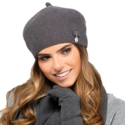 Image of Kamea Women&#039;s Classic Smooth Beret Murcja, Dark Grey,One Size