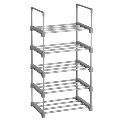 Image of SONGMICS Shoe Rack, 5 Tier Metal Storage Organiser, Customisable Design, Frame, Space Saving for Dressing Room, Hallway, 30 x 45 89 cm, Gray LSA005G02