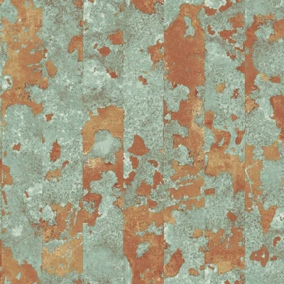 Image of G45361 Grunge Patinated Oxidised Metal Copper Green Galerie Wallpaper