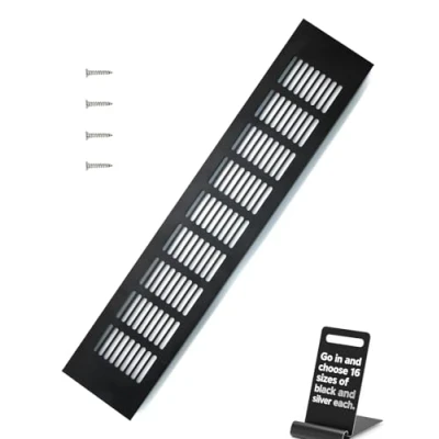 Image of WJUAN Air Vent Grille Cover, 400 mm Black Square Aluminum Alloy Cover for Cupboard Wardrobe Ventilation