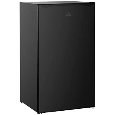 Image of HOMCOM 91 Litre Freestanding Under Counter Fridge Freezer with Chiller Box, Reversible Door, Adjustable Thermostat, 47.5cm Wide, Noise Level: Decibels 40, Black