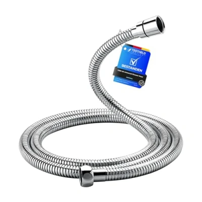 Image of GRIFEMA G851 20 Universal Shower Hose, Flexible Pipe Tube, 200 cm, Stainless Silver [Amazon Exclusive]