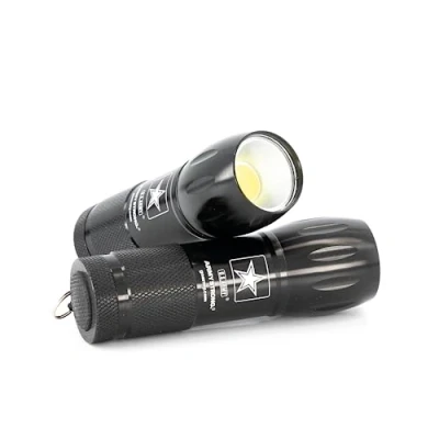 Image of Mini Army Torch Super Bright, Pocket Sized Aluminium is Powerful and Strong Energy Saving LED Bulbs Which Last Around 100,000 Hours Requires 3xAAA battery Measures only 9cm Easylife Lifestyle Solutions