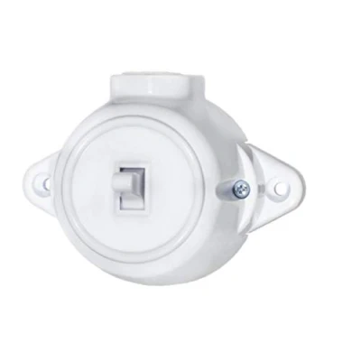 Image of Surface Mounted Vintage Socket Light Switch Round Retro Toggle Series (Toggle White)