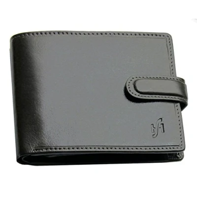 Image of STARHIDE Designer Wallets RFID Blocking Smooth Genuine VT Leather Wallet with Coin Pocket and Id Window Gift Boxed 1212 (Black)