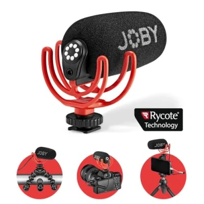 Image of JOBY JB01675 BWW Wavo Vlogging Microphone, Red,Black