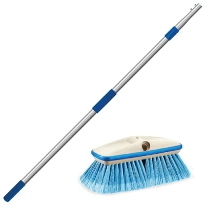 Image of STAR BRITE 3&#039; 6&#039; Standard Extending Handle with 8&quot; Deluxe Brush, Synthetic Fiber Aluminum, Gray, 8 inch