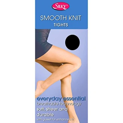 Image of Silky Smooth Knit Everyday Tights with Panel Gusset (3 Pair Pack) (X Large (48&quot; 54&quot; Hip), Black)