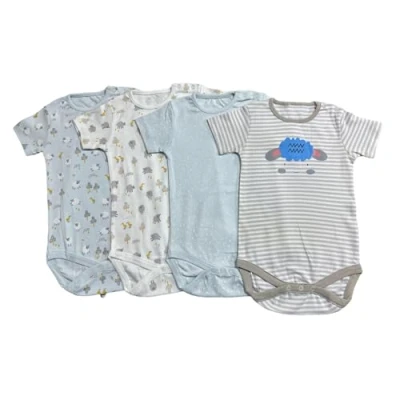 Image of NIYS Unisex Bodysuits Shortsleeved Comfortable Soft 100% Cotton Vests for 0 to 24 Months Baby Boys and Girls (Pack of 4) (Colour 1, 3 6M)