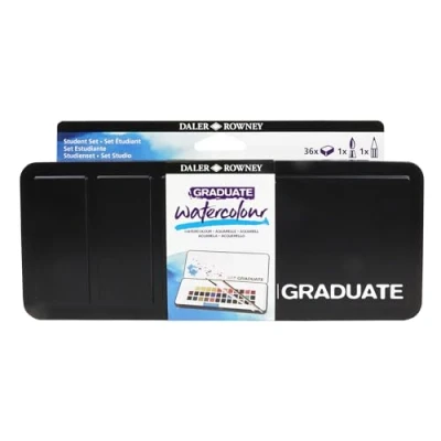 Image of Daler Rowney Graduate Watercolour 36 Half Pans Set, Assorted Colours, Ideal for Students &amp; Hobbyists