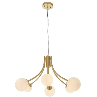 Image of Bloom Multi Arm Glass Pendant Light Satin Brass Plate, Opal