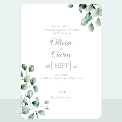 Image of Dotty about Paper Eucalyptus Personalised Evening Invitation Pack of 10