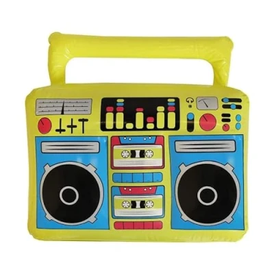 Image of Inflatable Boombox Decorative Prop Pack Of 1 Bright Yellow Perfect for Music Themed Parties and Fancy Dress Events